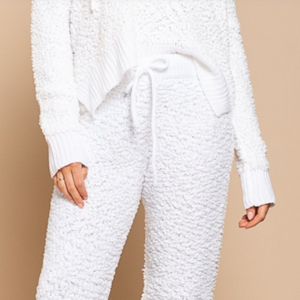 White Berber Knit joggers